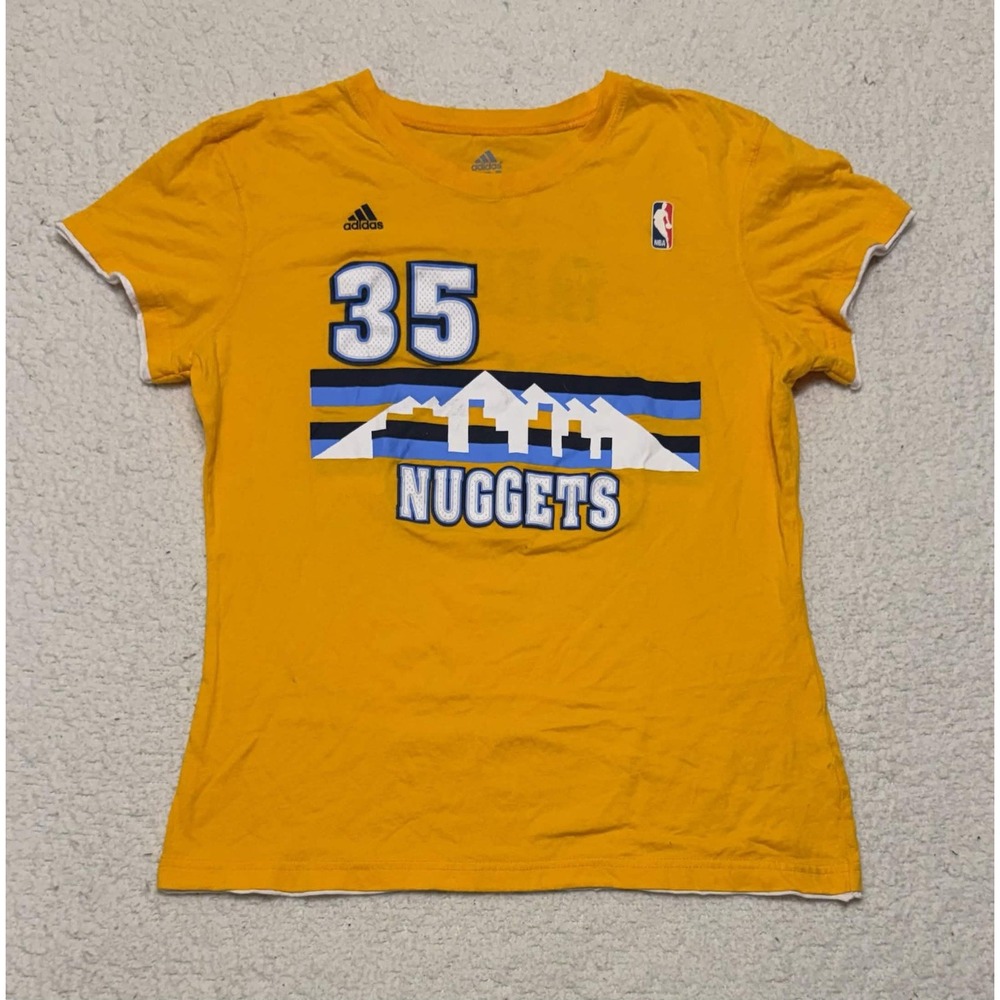 Adidas Womens Denver Nuggets T-shirt Kenneth Faried 35 Graphic Tee Size L Yellow